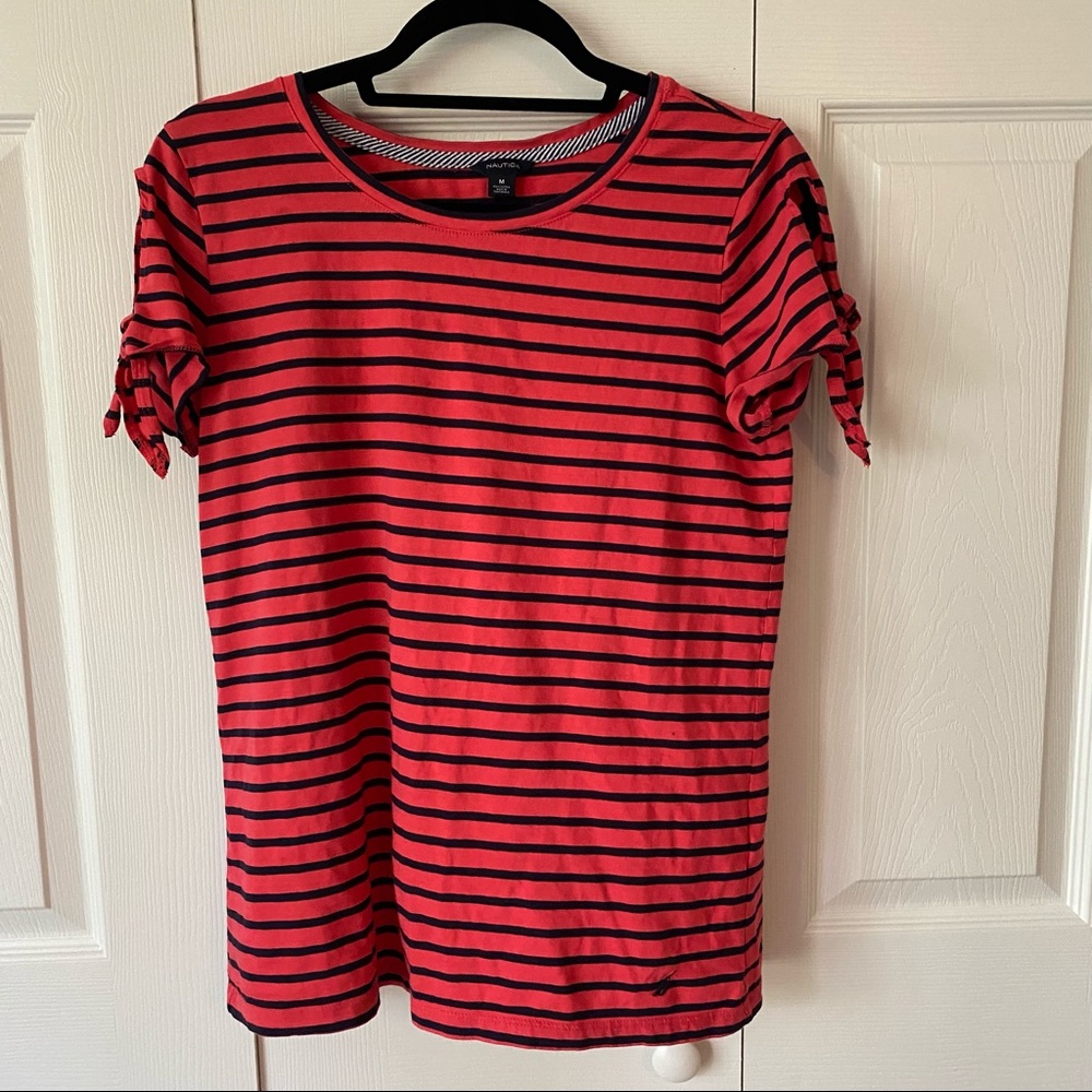 NWOT Nautica red striped t shirt medium